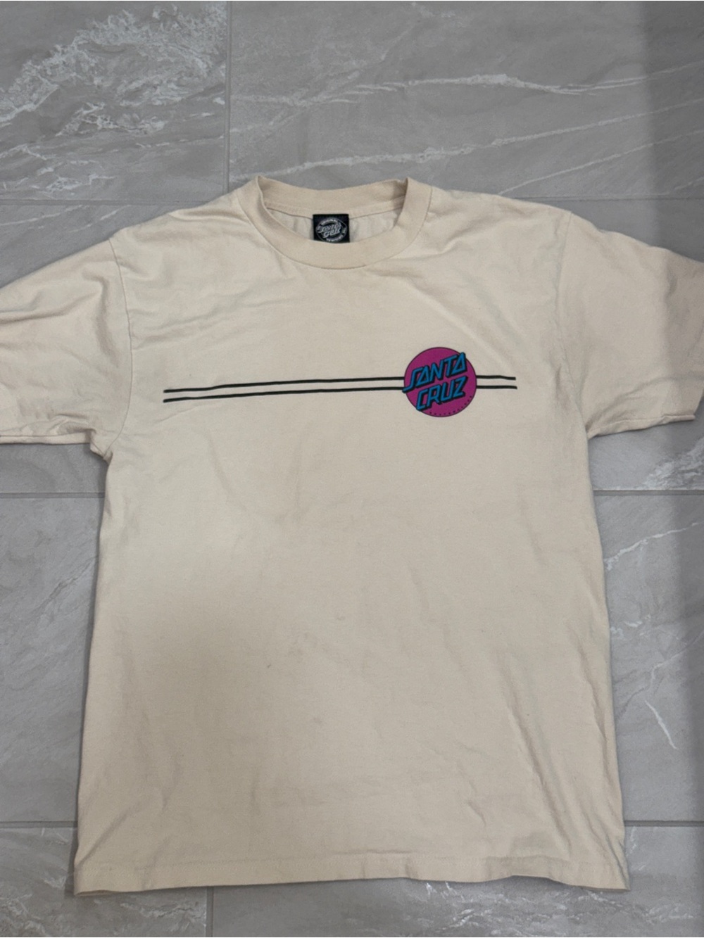 Santa Cruz Skateboards Cream Tee Shirt Skater Indie Streetwear